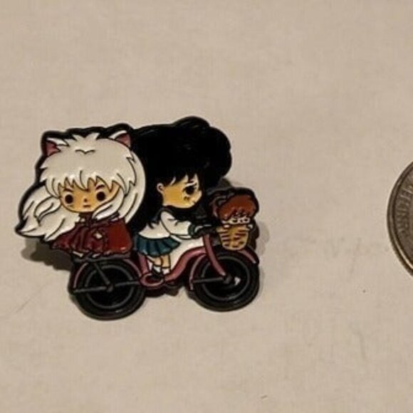 Anime Cute InuYasha and Kagome Bicycle Enamel Brooch pin - Picture 4 of 5